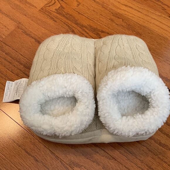 Dr. Scholl Size Large8-10 Heated Foot Massager tan sweater outer/faux fur inner - Picture 3 of 10